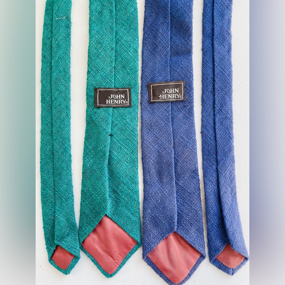 Vintage Lot 2 John Henry Wool Lambswool Knit Neck Ties Skinny 2.5” Wide - Picture 6 of 6